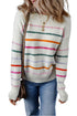 Mock Neck Stitch Detail Striped Knit Sweater
