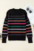 Mock Neck Stitch Detail Striped Knit Sweater