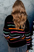 Mock Neck Stitch Detail Striped Knit Sweater