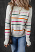 Mock Neck Stitch Detail Striped Knit Sweater