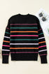 Mock Neck Stitch Detail Striped Knit Sweater