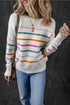 Mock Neck Stitch Detail Striped Knit Sweater