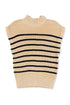 Mock Neck Striped Cap Sleeve Knit Sweater Top