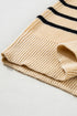 Mock Neck Striped Cap Sleeve Knit Sweater Top