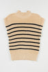 Mock Neck Striped Cap Sleeve Knit Sweater Top