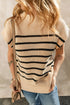 Mock Neck Striped Cap Sleeve Knit Sweater Top