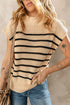 Mock Neck Striped Cap Sleeve Knit Sweater Top