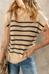 Mock Neck Striped Cap Sleeve Knit Sweater Top