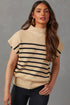 Mock Neck Striped Cap Sleeve Knit Sweater Top