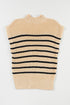 Mock Neck Striped Cap Sleeve Knit Sweater Top