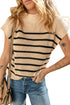 Mock Neck Striped Cap Sleeve Knit Sweater Top