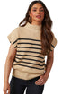 Mock Neck Striped Cap Sleeve Knit Sweater Top