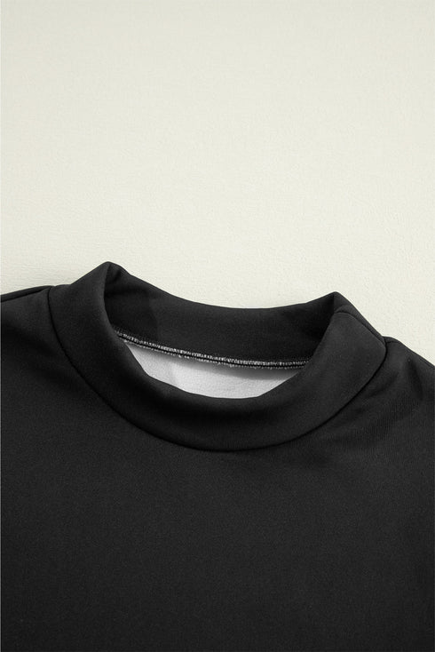 Mock Neck Thermal Lined Stretch Long Sleeve Tee
