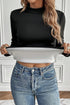 Mock Neck Thermal Lined Stretch Long Sleeve Tee