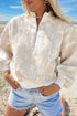 Modern Abstract Camouflage Quarter Zip Drop Shoulder Sweatshirt