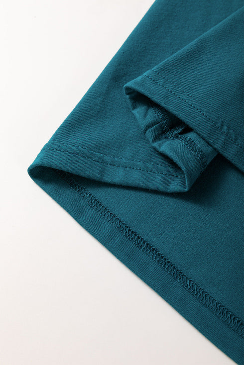 Modern Asymmetric Panel Geometric Seamed Short Sleeve Top