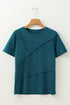 Modern Asymmetric Panel Geometric Seamed Short Sleeve Top