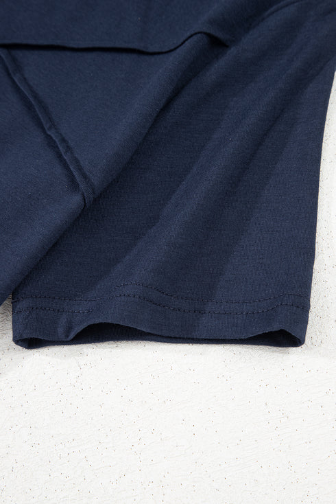 Modern Asymmetric Panel Geometric Seamed Short Sleeve Top