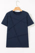 Modern Asymmetric Panel Geometric Seamed Short Sleeve Top