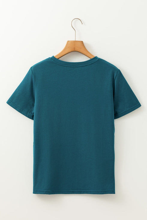 Modern Asymmetric Panel Geometric Seamed Short Sleeve Top