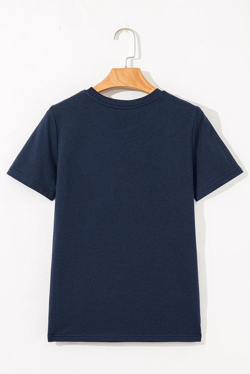 Modern Asymmetric Panel Geometric Seamed Short Sleeve Top