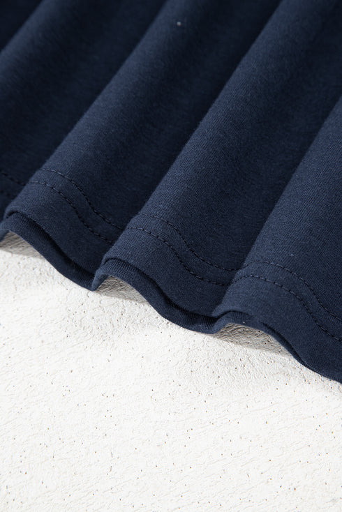 Modern Asymmetric Panel Geometric Seamed Short Sleeve Top