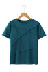 Modern Asymmetric Panel Geometric Seamed Short Sleeve Top