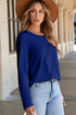 Modern Asymmetric Seam Detail Round Neck Long Sleeve Top
