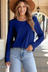 Modern Asymmetric Seam Detail Round Neck Long Sleeve Top