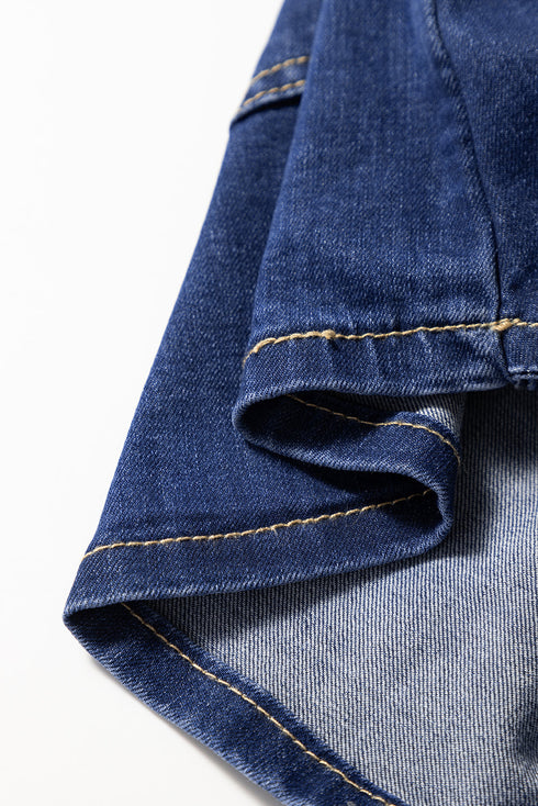 Modern Asymmetric Wrapped Buttoned High Waist Denim Shorts