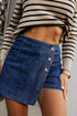 Modern Asymmetric Wrapped Buttoned High Waist Denim Shorts