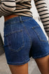 Modern Asymmetric Wrapped Buttoned High Waist Denim Shorts