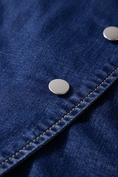 Modern Asymmetric Wrapped Buttoned High Waist Denim Shorts