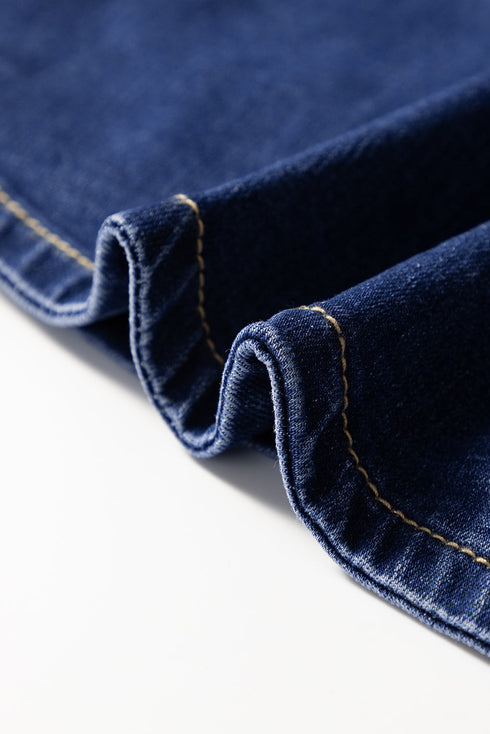 Modern Asymmetric Wrapped Buttoned High Waist Denim Shorts