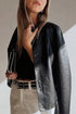 Modern Boxy Faux Leather Button Front Jacket