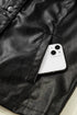 Modern Boxy Faux Leather Button Front Jacket