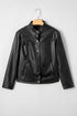 Modern Boxy Faux Leather Button Front Jacket