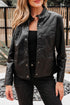 Modern Boxy Faux Leather Button Front Jacket