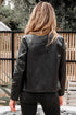 Modern Boxy Faux Leather Button Front Jacket