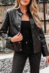 Modern Boxy Faux Leather Button Front Jacket