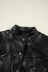 Modern Boxy Faux Leather Button Front Jacket