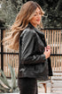 Modern Boxy Faux Leather Button Front Jacket