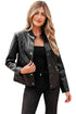 Modern Boxy Faux Leather Button Front Jacket