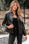 Modern Boxy Faux Leather Button Front Jacket