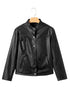 Modern Boxy Faux Leather Button Front Jacket