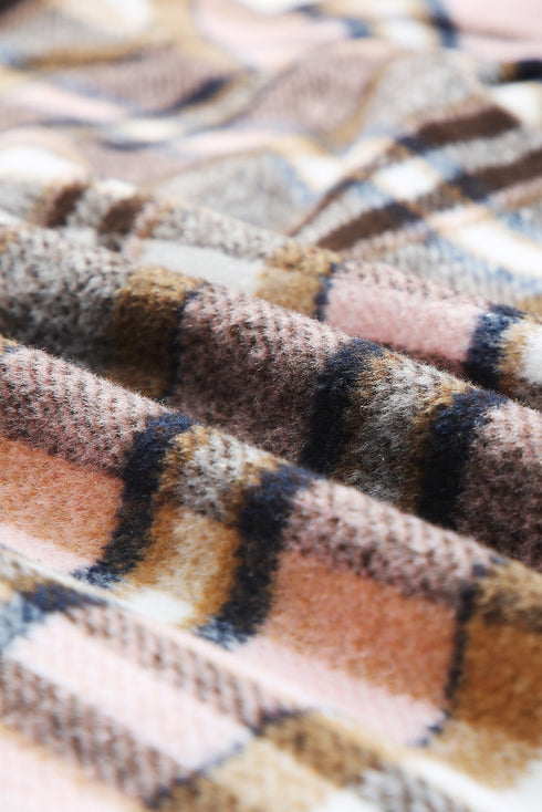 Modern Button Up Lapel Print Plaid Shacket