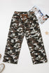 Modern Camouflage Print Distressed Wide Leg Denim Pants