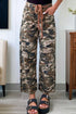 Modern Camouflage Print Distressed Wide Leg Denim Pants