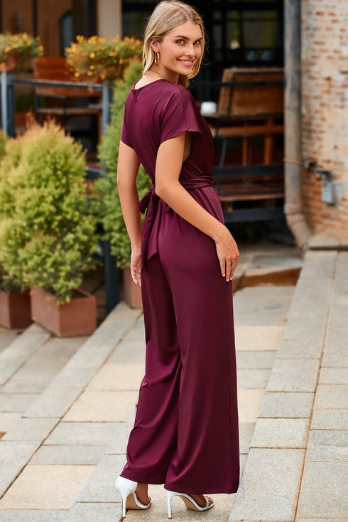 Modern Cap Sleeve Knot Waist Shift Jumpsuit