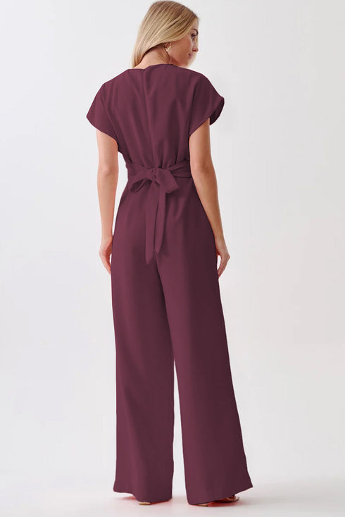 Modern Cap Sleeve Knot Waist Shift Jumpsuit